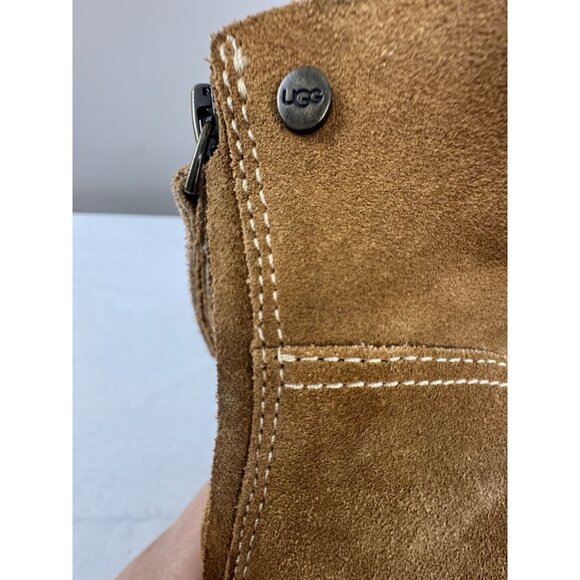 UGG Bandara Brown Suede Ankle Boot 9.5 Cozy Chic Cottagecore Rustic Chic Scuff - Picture 12 of 16